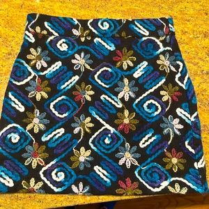 Zara unique never worn hand embroidered mini skirt